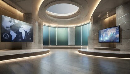 interior of a hotel, Blurred Interior virtual news studio background, modern news room, talk show, business room, sport news, TV studio, green Screen background, virtual studio blurred, Ai Generate