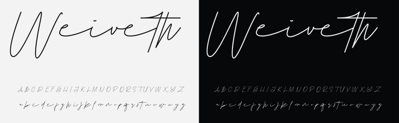 Lettering signature font isolated on grey background. brus style alphabet. Vector logo letters. - obrazy, fototapety, plakaty