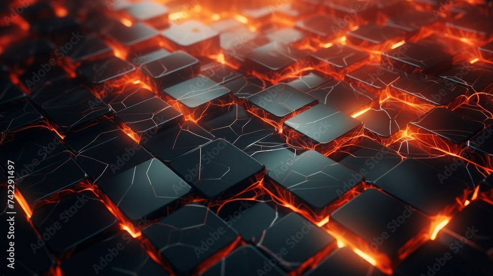 Poster generative ai digital mosaic patterns constructing a dynamic and futuristic abstract background.