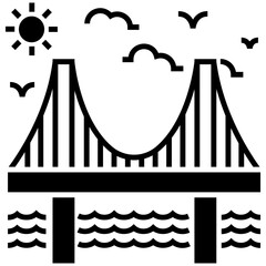 Glyph style icon of panorama bridge 