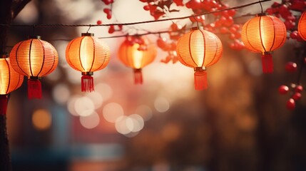 New Year lanterns background, Spring Festival New Year traditional festival celebration concept illustration