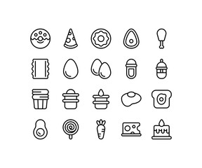 Fototapeta premium Simple icon of Food-related line icon. Contain such icons as donut, pizza, egg, avocado, slipper. Editable stroke.