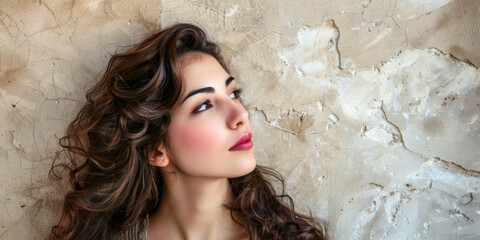 Beauty portrait of a young Armenian woman with copy space for text