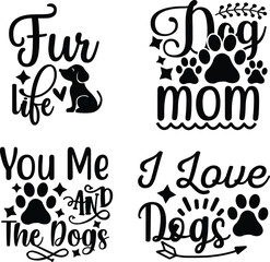 Gifts for Pets, Gifts for Mom, Dog Clipart, Dog Quotes SVG Bundle, Dog Quotes SVG, Fur Mom svg, Dog Mom svg, Dog Mama, Paw Prints SVG, Dog Lover svg, Cricut Cut File, Silhouette