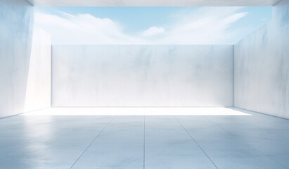 3D rendering of white interior space background for product display concept illustration
