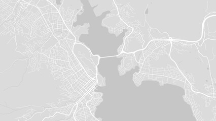 Background Hobart map, Australia, white and light grey city poster. Vector map with roads and water.