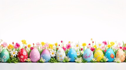 Fototapeta na wymiar The Easter eggs form a wonderful decor. Spectacularly adorned for the celebration.