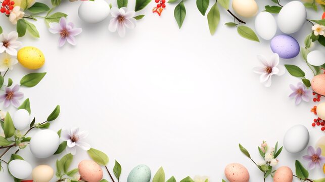 The Easter eggs create a beautiful frame. Gorgeous design enhances the festive mood.