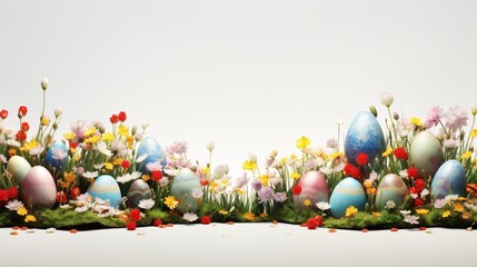 Obraz na płótnie Canvas The Easter eggs form a wonderful border. Spectacularly adorned for the celebration.