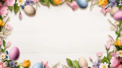 Naklejka na ściany i meble The Easter eggs form a wonderful frame. Spectacularly adorned for springtime.