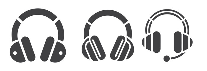 Headphone Silhouettes Set. accessories icons, accessory, audio, black, design, device, digital, DJ, ear, earphone, electrical, electronics, entertainment, equipment, gadget, headphone, headphone icon,