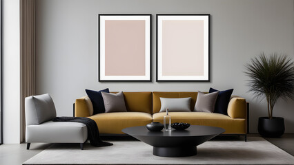Modern minimalist design living room interior generative ai