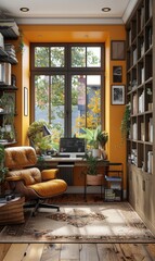 Fototapeta na wymiar Living Room With Abundant Furniture and Multiple Windows