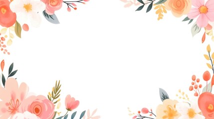 Floral Frame With Pink and Orange Flowers