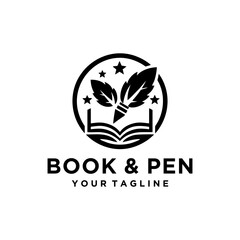Note and quill logo design vector