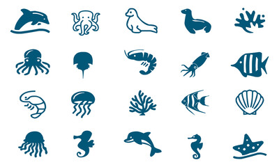 Sea creatures mega collection - obrazy, fototapety, plakaty