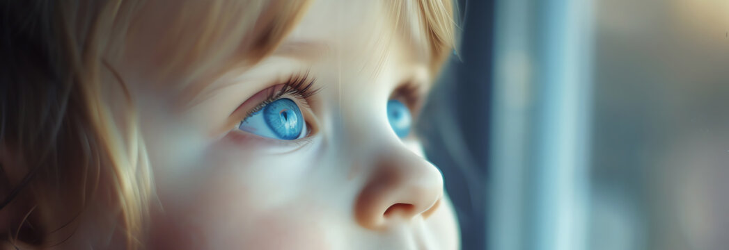 cute chield looking outside, AI generated