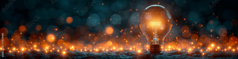 Aufkleber conceptual representation of innovation and creativity with a glowing lightbulb.