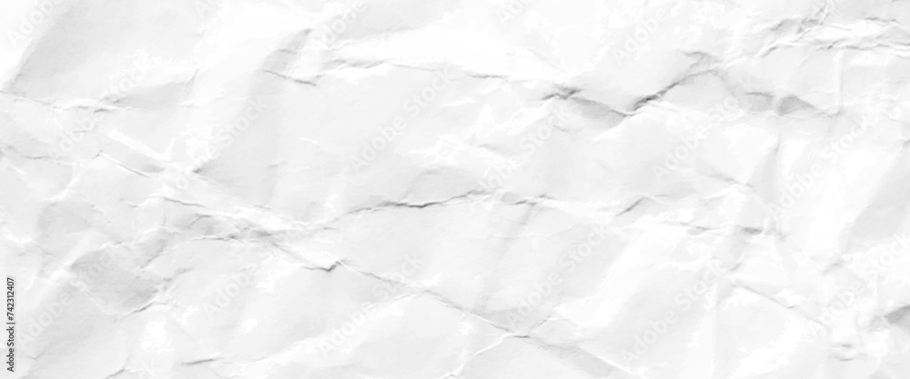 Poster vector seamless white crumpled paper background texture pattern, horizontal view white paper texture