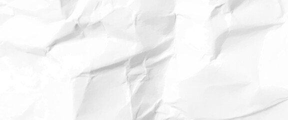 Vector seamless white crumpled paper background texture pattern, horizontal view white paper texture and background, crumpled white paper texture background.