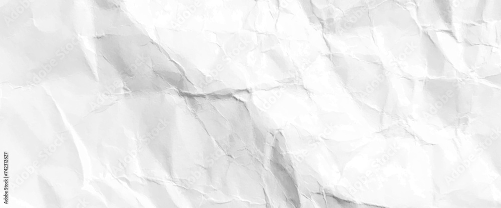 Poster vector seamless white crumpled paper background texture pattern, horizontal view white paper texture