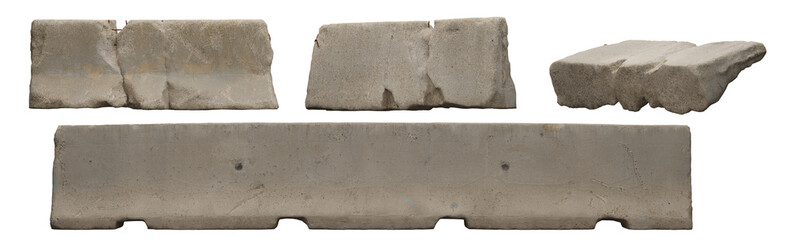 concrete barrier,  concrete barrier set, concrete barrier isolate