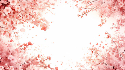 桜の花びらが舞い散るフレーム - obrazy, fototapety, plakaty