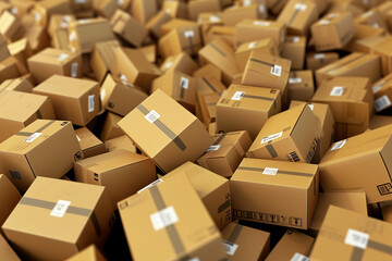 Logistics Essentials: Piled Cardboard Boxes Ready for Shipping