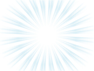 うっすら冷んやりと放射する太陽光線イメージの集中線背景_ライトブルー