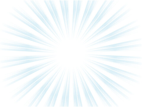 うっすら冷んやりと放射する太陽光線イメージの集中線背景_ライトブルー
