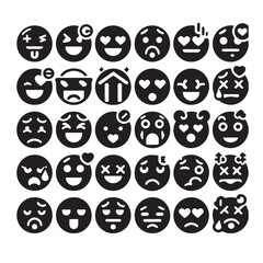  Black & White Emoji Collection"





