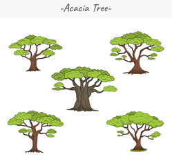 Acacia or savannah tree cartoon illustration clipart
