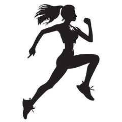 Fototapeta na wymiar Black & White Image of Girl Running
