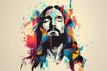 Abstract colorful Portrait of Jesus Christ