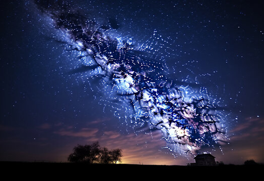 Galaxies and stars, galaxy image, night sky