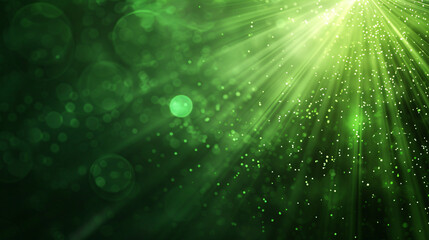 Asymmetric green light burst, an abstract ray of light, background overlay