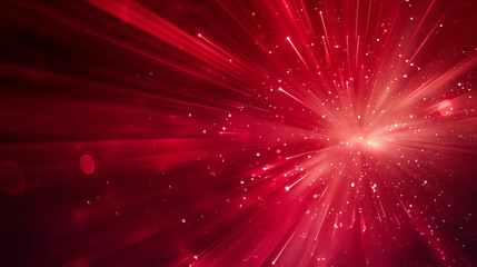 Fototapeta na wymiar Asymmetric red light burst, an abstract ray of light, bokeh background overlay