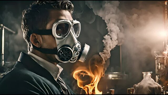 Man who smoked in a factory and wore a chemical mask