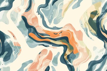 Dynamic Orange and Blue Abstract Painting. Generative AI