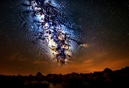 Galaxies and stars, galaxy image, night sky