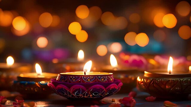 Colorful diwali festival background video clip