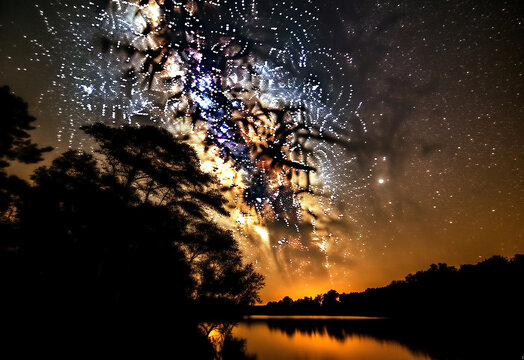 Galaxies and stars, galaxy image, night sky
