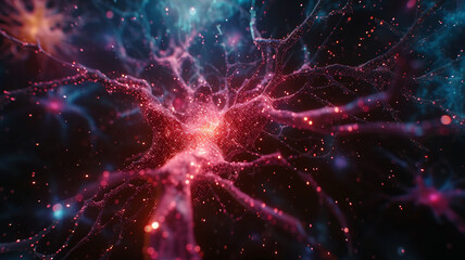 A symphony of interconnected neurons forming an abstract brain, highlighting the beauty and complexity of the human mind.
