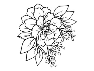 Flower Line Art Black and White