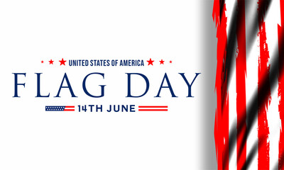 14th June - Flag Day in the United States of America.
 Vector banner design template with American flag background.