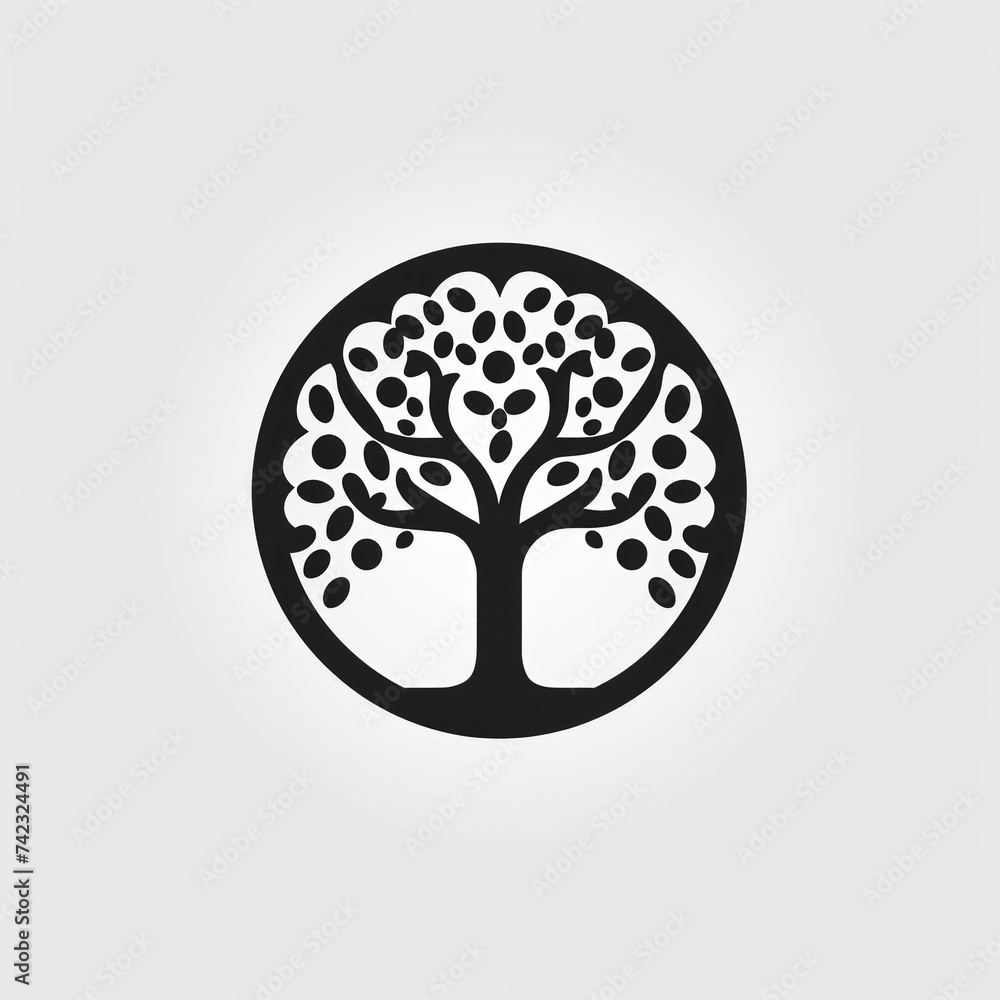 Poster generative ai flat tree icon