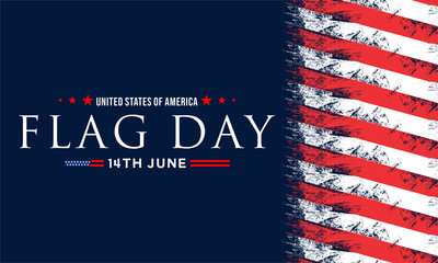 14th June - Flag Day in the United States of America.
 Vector banner design template with American flag background.
