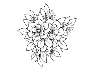 Hand Drawn Flower Line Art Illustration