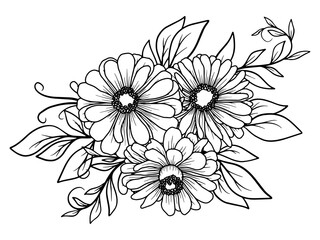 Hand Drawn Flower Line Art Illustration