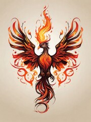 Naklejka premium Flying phoenix simple tattoo design